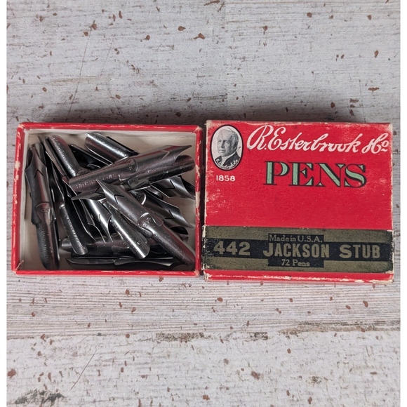 Vintage Esterbrook 442 Jackson Stub Dip Pen Nibs w Box - 25ct - Picture 1 of 8